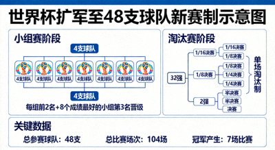 世界杯扩军至48支球队的新赛制示意图